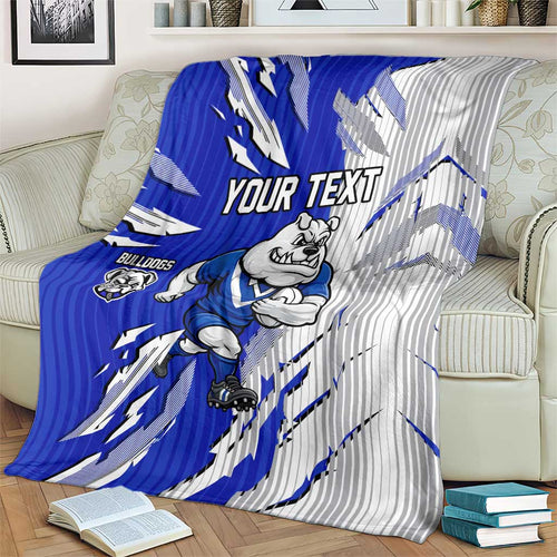 Personalized Canterbury Bulldogs Blanket Dynamic Lightning Mascot Rugby Australia