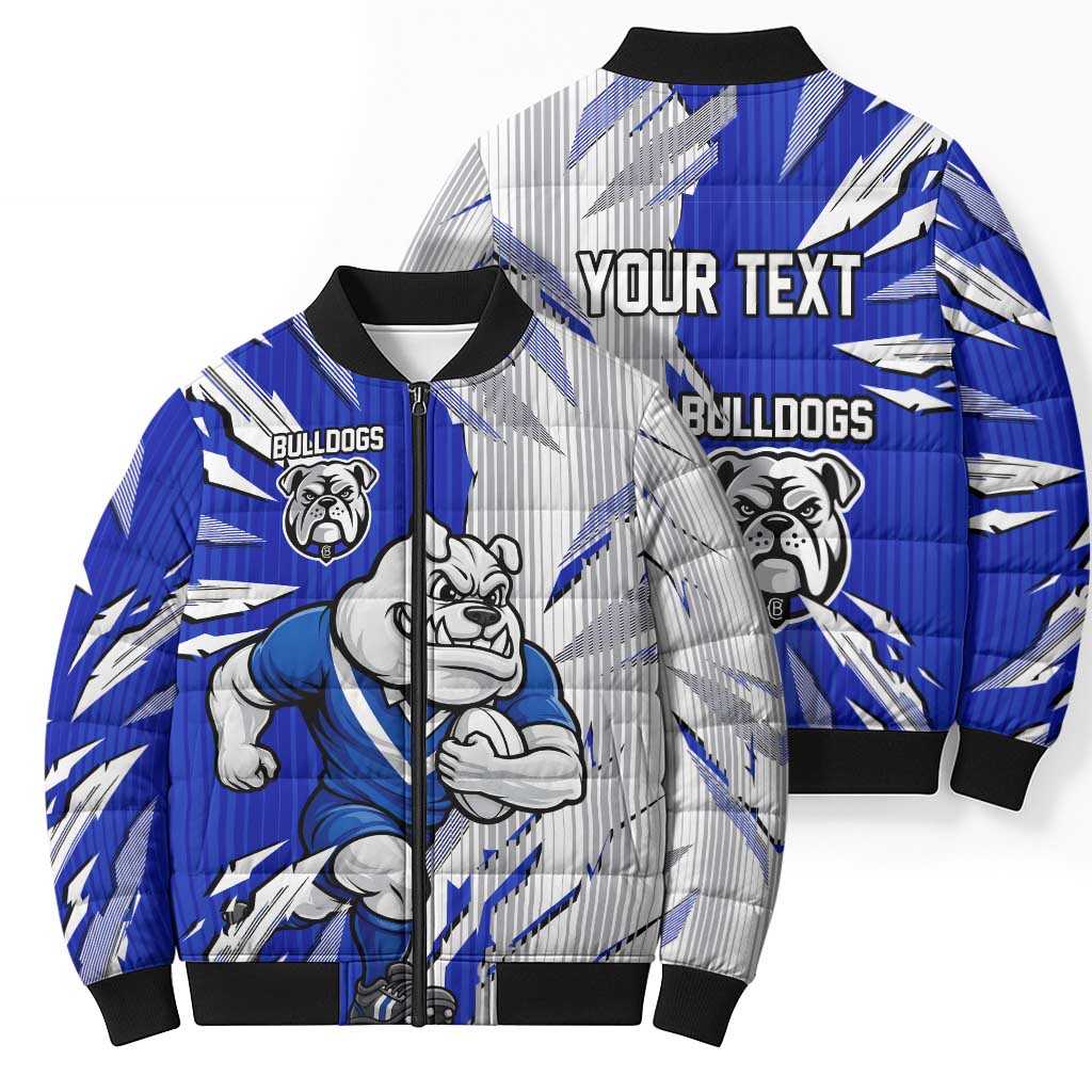 Personalized Canterbury Bulldogs Bomber Puffer Jacket Dynamic Lightning Mascot Rugby Australia