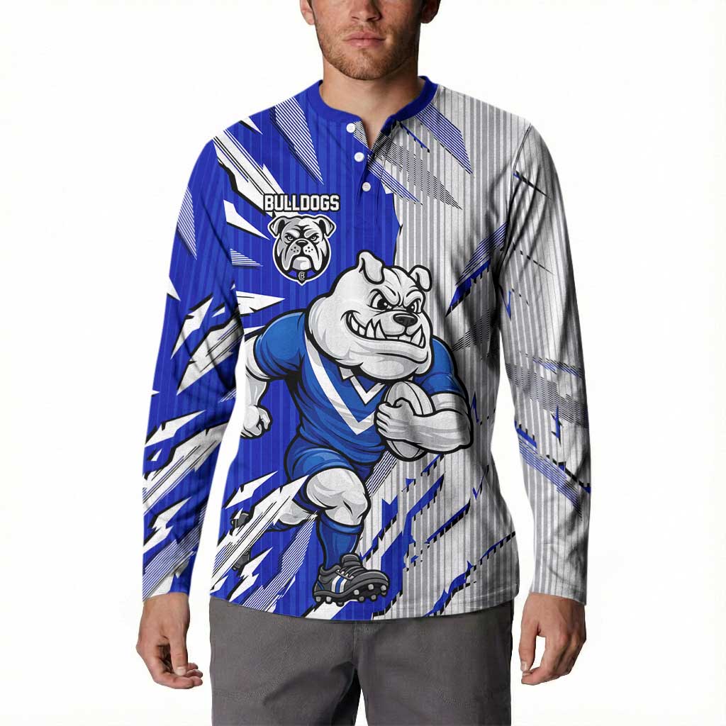 Personalized Canterbury Bulldogs Button Sweatshirt Dynamic Lightning Mascot Rugby Australia