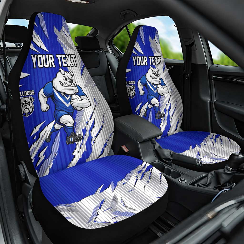 Personalized Canterbury Bulldogs Car Seat Cover Dynamic Lightning Mascot Rugby Australia