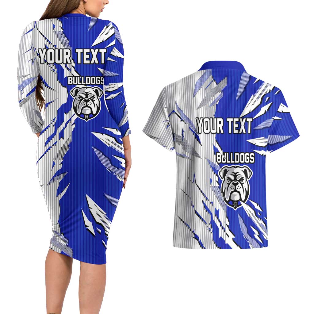 Personalized Canterbury Bulldogs Couples Matching Long Sleeve Bodycon Dress and Hawaiian Shirt Dynamic Lightning Mascot Rugby Australia