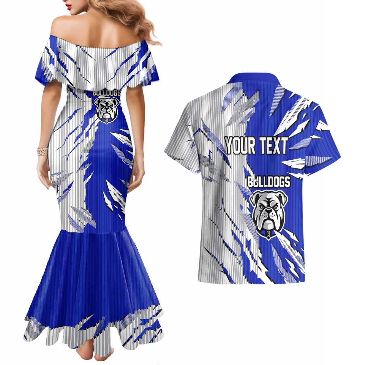 Personalized Canterbury Bulldogs Couples Matching Mermaid Dress and Hawaiian Shirt Dynamic Lightning Mascot Rugby Australia