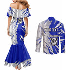 Personalized Canterbury Bulldogs Couples Matching Mermaid Dress and Long Sleeve Button Shirt Dynamic Lightning Mascot Rugby Australia