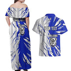 Personalized Canterbury Bulldogs Couples Matching Off Shoulder Maxi Dress and Hawaiian Shirt Dynamic Lightning Mascot Rugby Australia