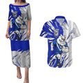 Personalized Canterbury Bulldogs Couples Matching Puletasi and Hawaiian Shirt Dynamic Lightning Mascot Rugby Australia