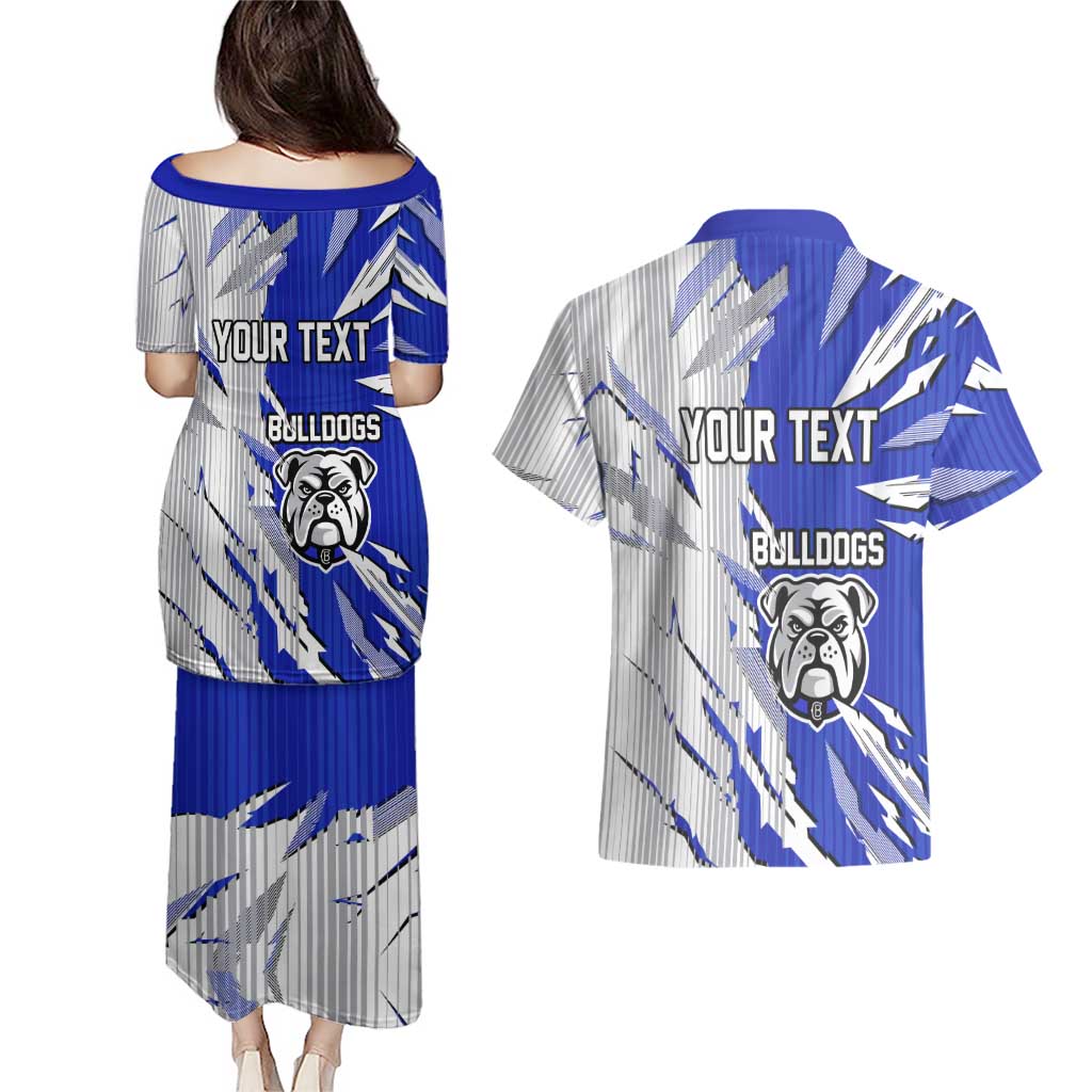 Personalized Canterbury Bulldogs Couples Matching Puletasi and Hawaiian Shirt Dynamic Lightning Mascot Rugby Australia