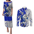 Personalized Canterbury Bulldogs Couples Matching Puletasi and Long Sleeve Button Shirt Dynamic Lightning Mascot Rugby Australia