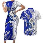 Personalized Canterbury Bulldogs Couples Matching Short Sleeve Bodycon Dress and Hawaiian Shirt Dynamic Lightning Mascot Rugby Australia