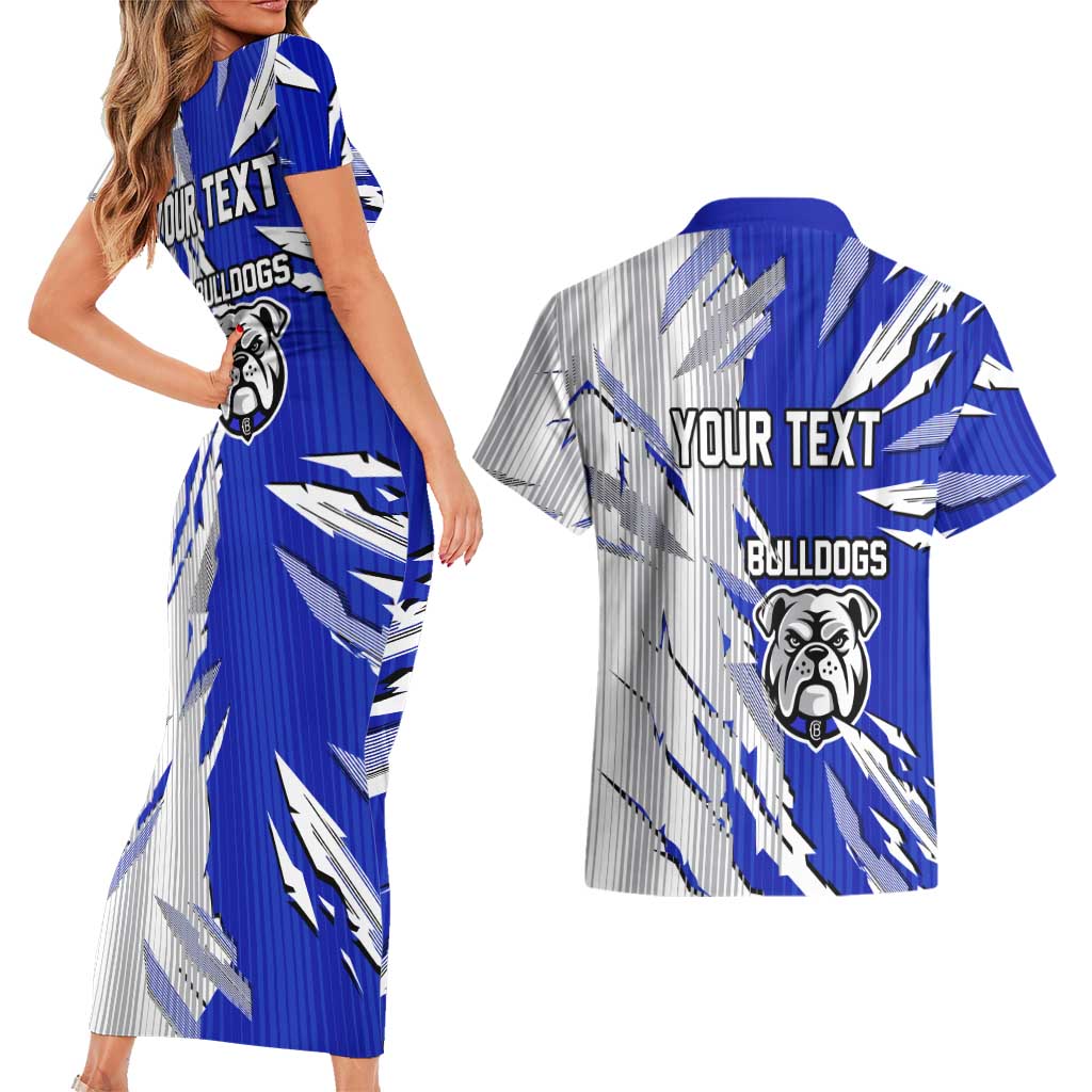 Personalized Canterbury Bulldogs Couples Matching Short Sleeve Bodycon Dress and Hawaiian Shirt Dynamic Lightning Mascot Rugby Australia