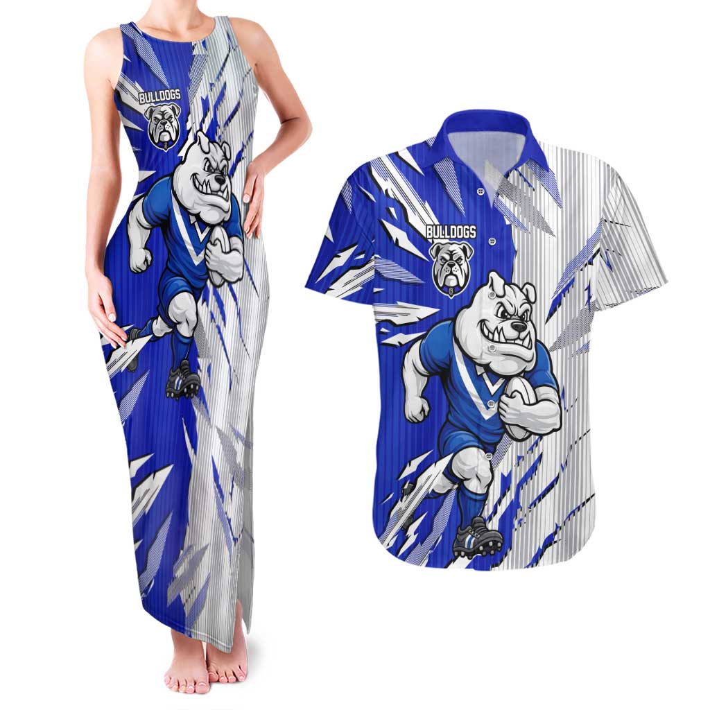 Personalized Canterbury Bulldogs Couples Matching Tank Maxi Dress and Hawaiian Shirt Dynamic Lightning Mascot Rugby Australia
