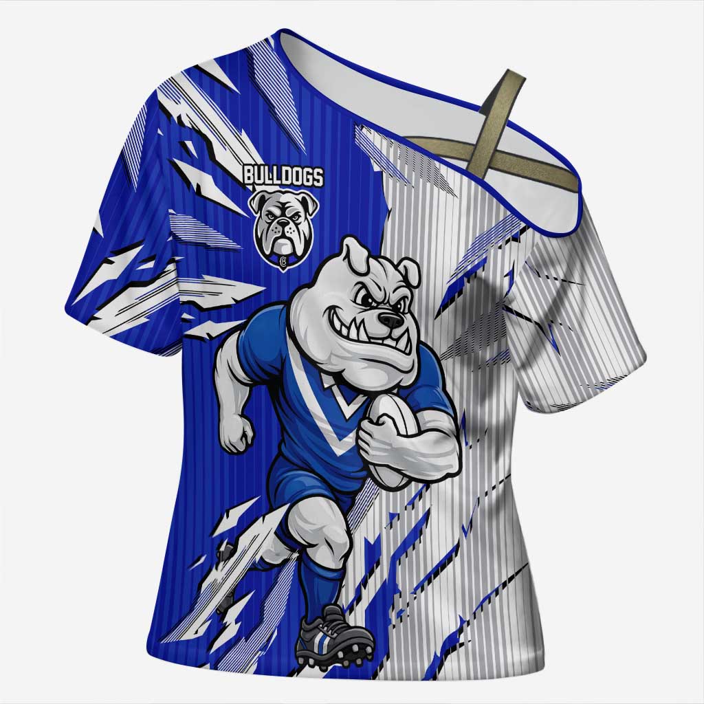 Personalized Canterbury Bulldogs Cross Shoulder Shirt Dynamic Lightning Mascot Rugby Australia