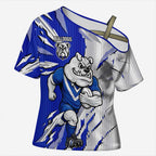 Personalized Canterbury Bulldogs Cross Shoulder Shirt Dynamic Lightning Mascot Rugby Australia