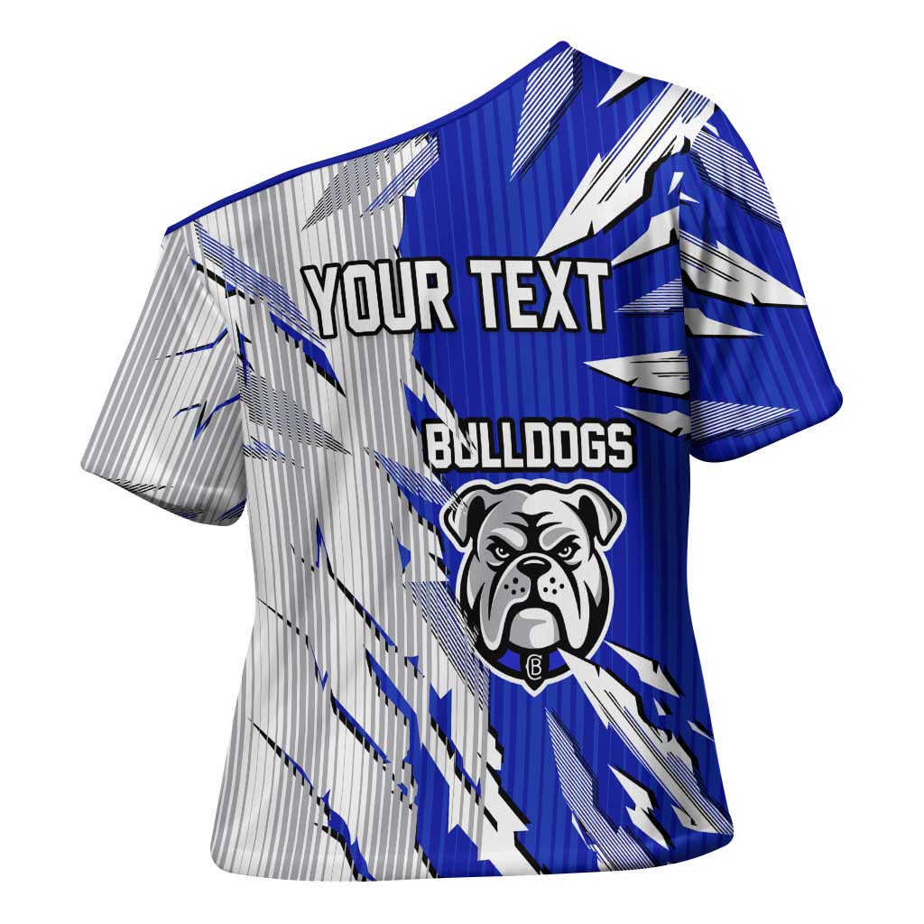 Personalized Canterbury Bulldogs Cross Shoulder Shirt Dynamic Lightning Mascot Rugby Australia
