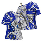 Personalized Canterbury Bulldogs Cross Shoulder Shirt Dynamic Lightning Mascot Rugby Australia