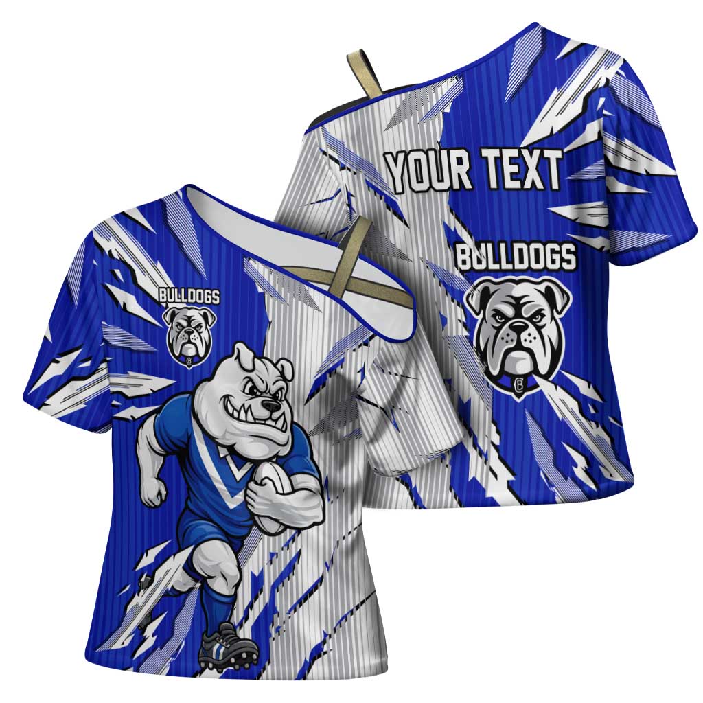 Personalized Canterbury Bulldogs Cross Shoulder Shirt Dynamic Lightning Mascot Rugby Australia
