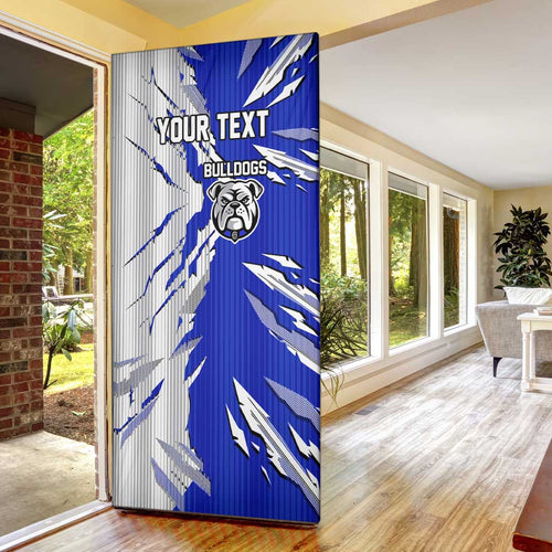 Personalized Canterbury Bulldogs Door Cover Dynamic Lightning Mascot Rugby Australia
