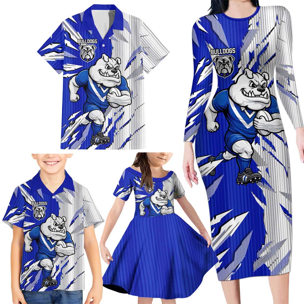 Personalized Canterbury Bulldogs Family Matching Long Sleeve Bodycon Dress and Hawaiian Shirt Dynamic Lightning Mascot Rugby Australia