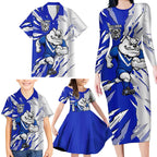 Personalized Canterbury Bulldogs Family Matching Long Sleeve Bodycon Dress and Hawaiian Shirt Dynamic Lightning Mascot Rugby Australia