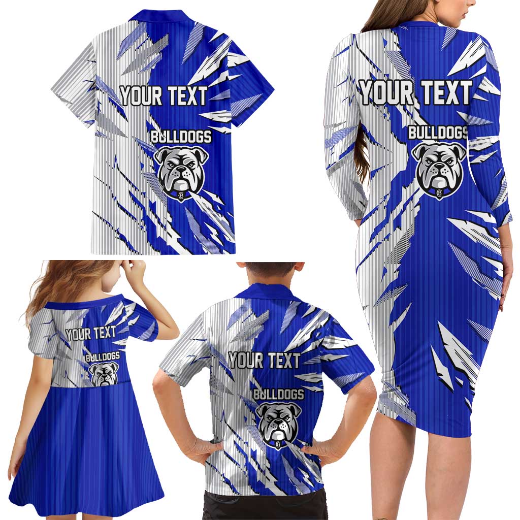 Personalized Canterbury Bulldogs Family Matching Long Sleeve Bodycon Dress and Hawaiian Shirt Dynamic Lightning Mascot Rugby Australia