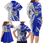 Personalized Canterbury Bulldogs Family Matching Long Sleeve Bodycon Dress and Hawaiian Shirt Dynamic Lightning Mascot Rugby Australia
