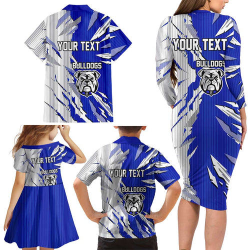 Personalized Canterbury Bulldogs Family Matching Long Sleeve Bodycon Dress and Hawaiian Shirt Dynamic Lightning Mascot Rugby Australia