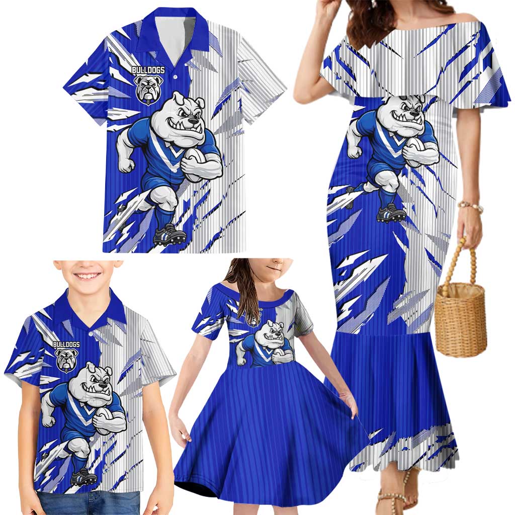 Personalized Canterbury Bulldogs Family Matching Mermaid Dress and Hawaiian Shirt Dynamic Lightning Mascot Rugby Australia
