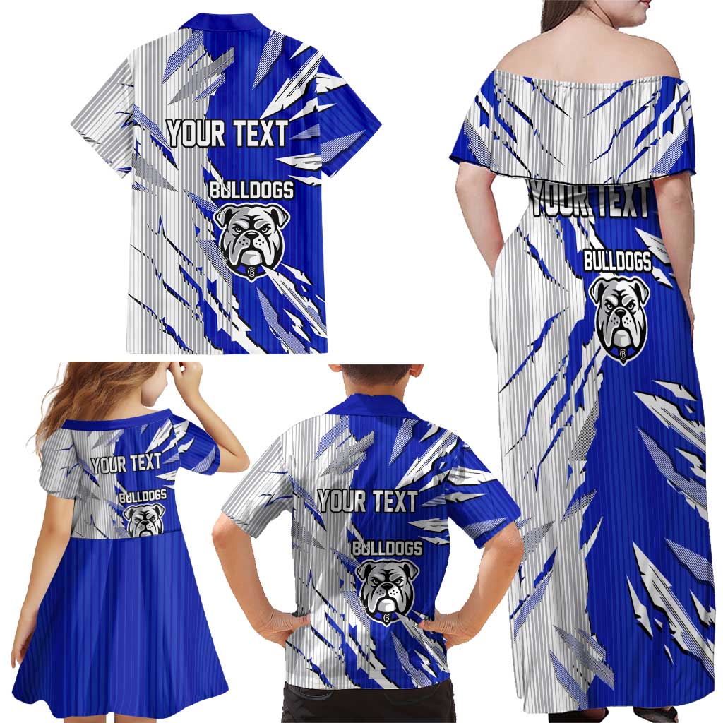 Personalized Canterbury Bulldogs Family Matching Off Shoulder Maxi Dress and Hawaiian Shirt Dynamic Lightning Mascot Rugby Australia