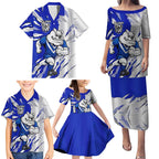 Personalized Canterbury Bulldogs Family Matching Puletasi and Hawaiian Shirt Dynamic Lightning Mascot Rugby Australia