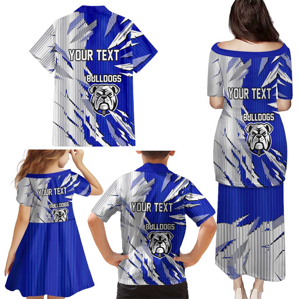 Personalized Canterbury Bulldogs Family Matching Puletasi and Hawaiian Shirt Dynamic Lightning Mascot Rugby Australia