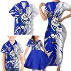 Personalized Canterbury Bulldogs Family Matching Short Sleeve Bodycon Dress and Hawaiian Shirt Dynamic Lightning Mascot Rugby Australia