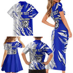 Personalized Canterbury Bulldogs Family Matching Short Sleeve Bodycon Dress and Hawaiian Shirt Dynamic Lightning Mascot Rugby Australia