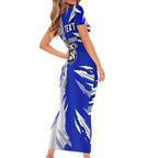 Personalized Canterbury Bulldogs Family Matching Short Sleeve Bodycon Dress and Hawaiian Shirt Dynamic Lightning Mascot Rugby Australia