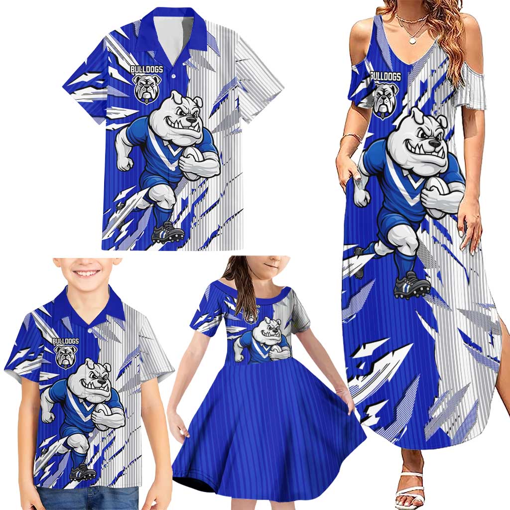 Personalized Canterbury Bulldogs Family Matching Summer Maxi Dress and Hawaiian Shirt Dynamic Lightning Mascot Rugby Australia