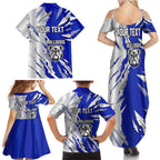 Personalized Canterbury Bulldogs Family Matching Summer Maxi Dress and Hawaiian Shirt Dynamic Lightning Mascot Rugby Australia
