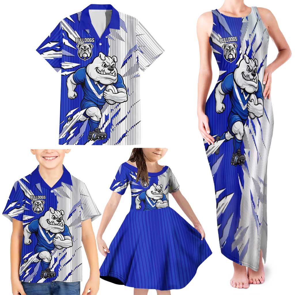 Personalized Canterbury Bulldogs Family Matching Tank Maxi Dress and Hawaiian Shirt Dynamic Lightning Mascot Rugby Australia