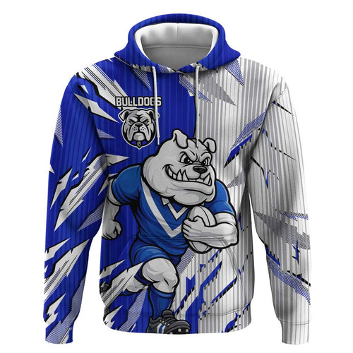 Personalized Canterbury Bulldogs Hoodie Dynamic Lightning Mascot Rugby Australia