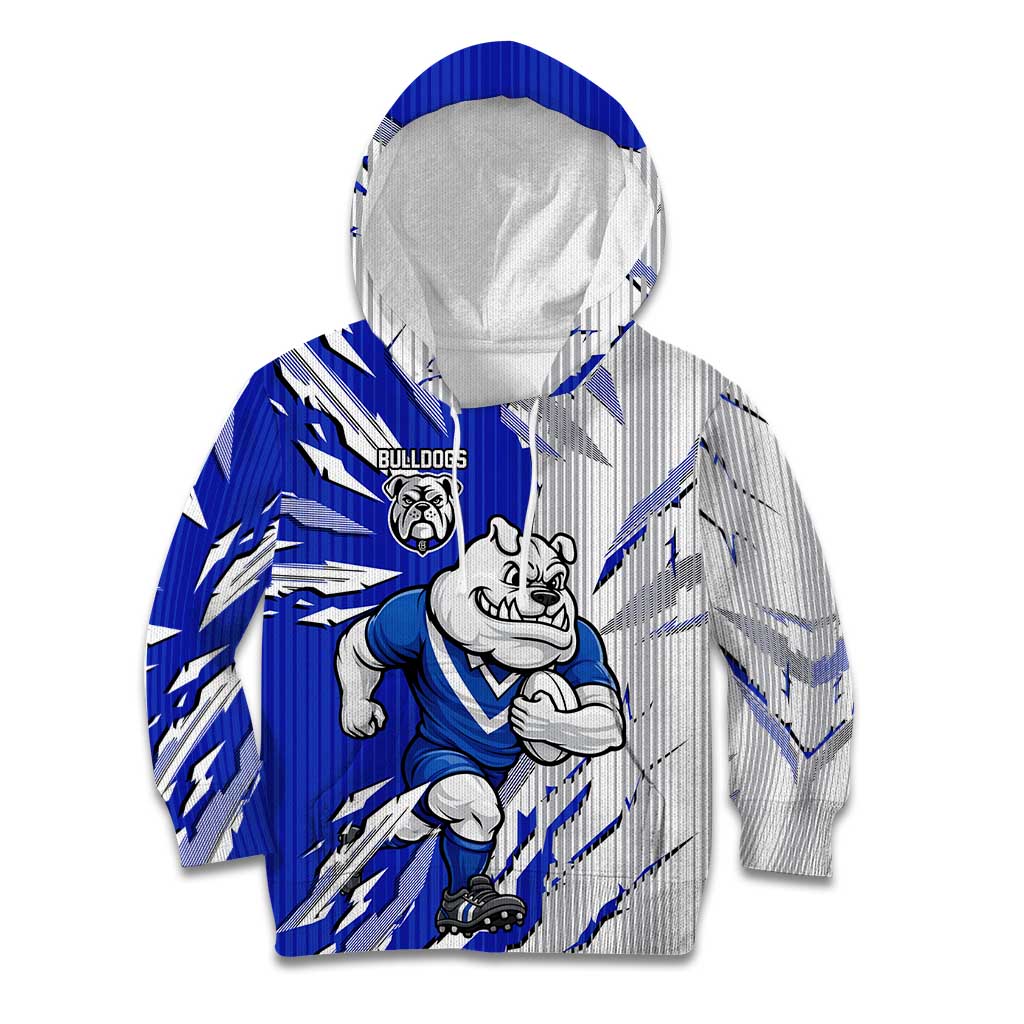 Personalized Canterbury Bulldogs Kid Hoodie Dynamic Lightning Mascot Rugby Australia