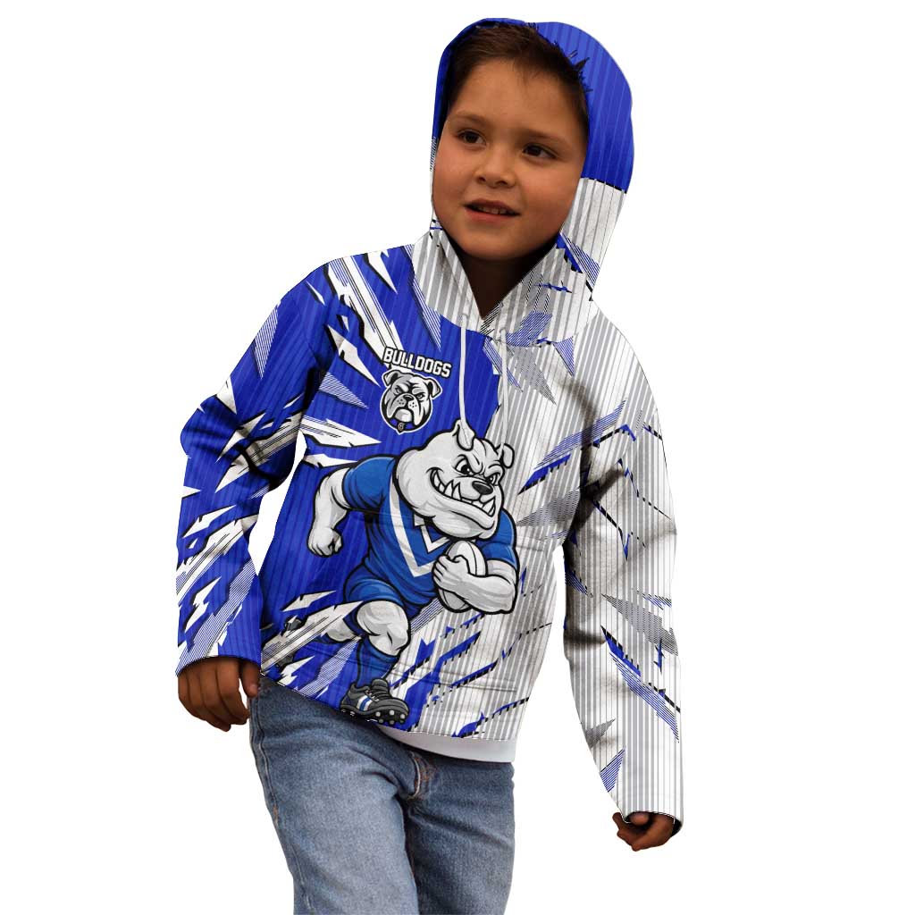 Personalized Canterbury Bulldogs Kid Hoodie Dynamic Lightning Mascot Rugby Australia