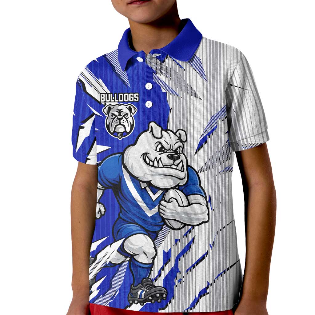 Personalized Canterbury Bulldogs Kid Polo Shirt Dynamic Lightning Mascot Rugby Australia