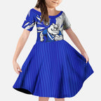 Personalized Canterbury Bulldogs Kid Short Sleeve Dress Dynamic Lightning Mascot Rugby Australia