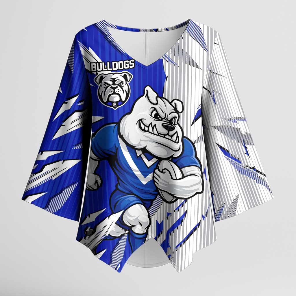Personalized Canterbury Bulldogs Kimono Sleeve Blouse Dynamic Lightning Mascot Rugby Australia