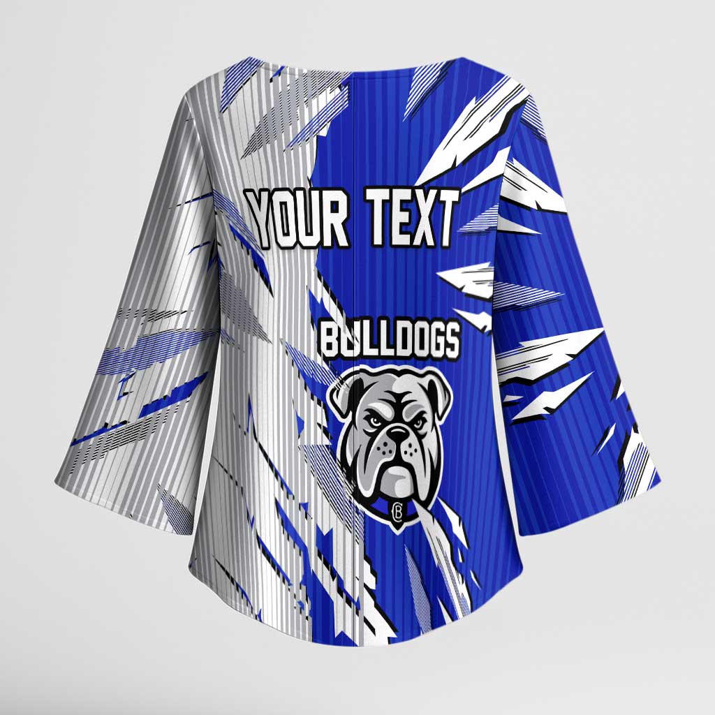Personalized Canterbury Bulldogs Kimono Sleeve Blouse Dynamic Lightning Mascot Rugby Australia
