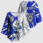 Personalized Canterbury Bulldogs Kimono Sleeve Blouse Dynamic Lightning Mascot Rugby Australia