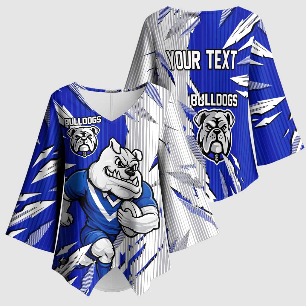 Personalized Canterbury Bulldogs Kimono Sleeve Blouse Dynamic Lightning Mascot Rugby Australia