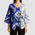 Personalized Canterbury Bulldogs Kimono Sleeve Blouse Dynamic Lightning Mascot Rugby Australia