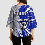 Personalized Canterbury Bulldogs Kimono Sleeve Blouse Dynamic Lightning Mascot Rugby Australia