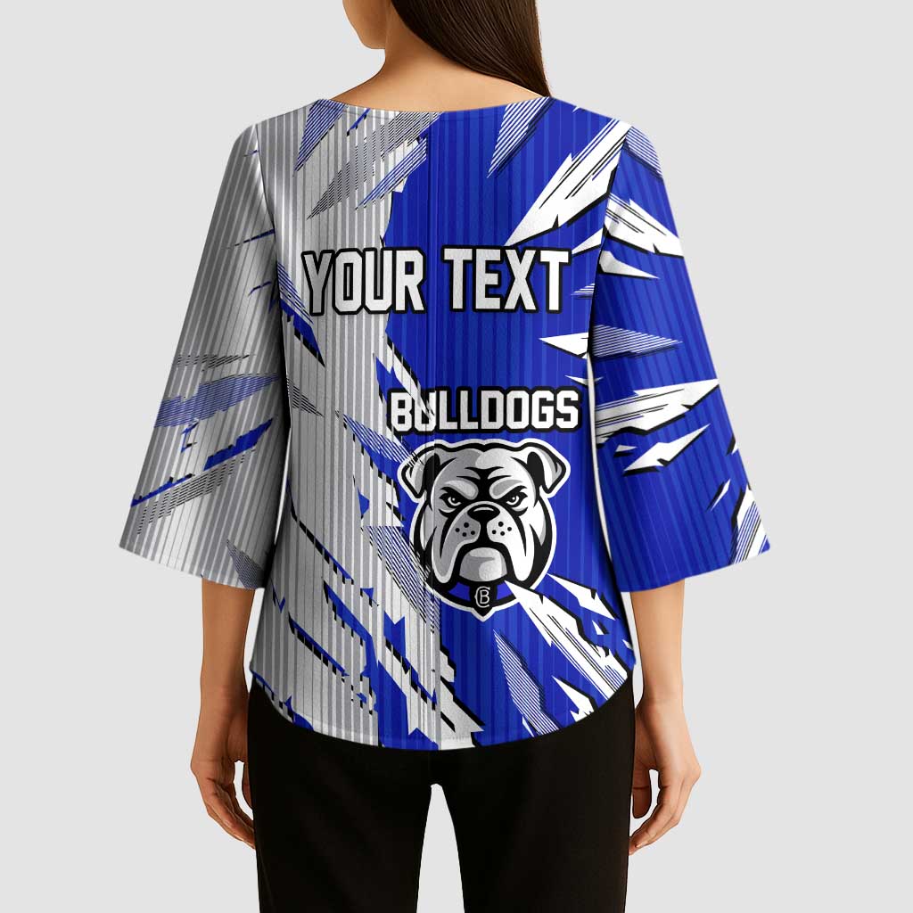 Personalized Canterbury Bulldogs Kimono Sleeve Blouse Dynamic Lightning Mascot Rugby Australia