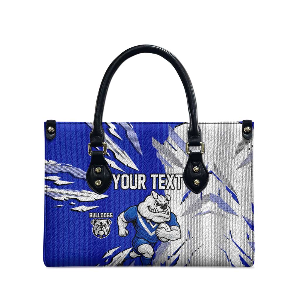 Personalized Canterbury Bulldogs Leather Bag Dynamic Lightning Mascot Rugby Australia