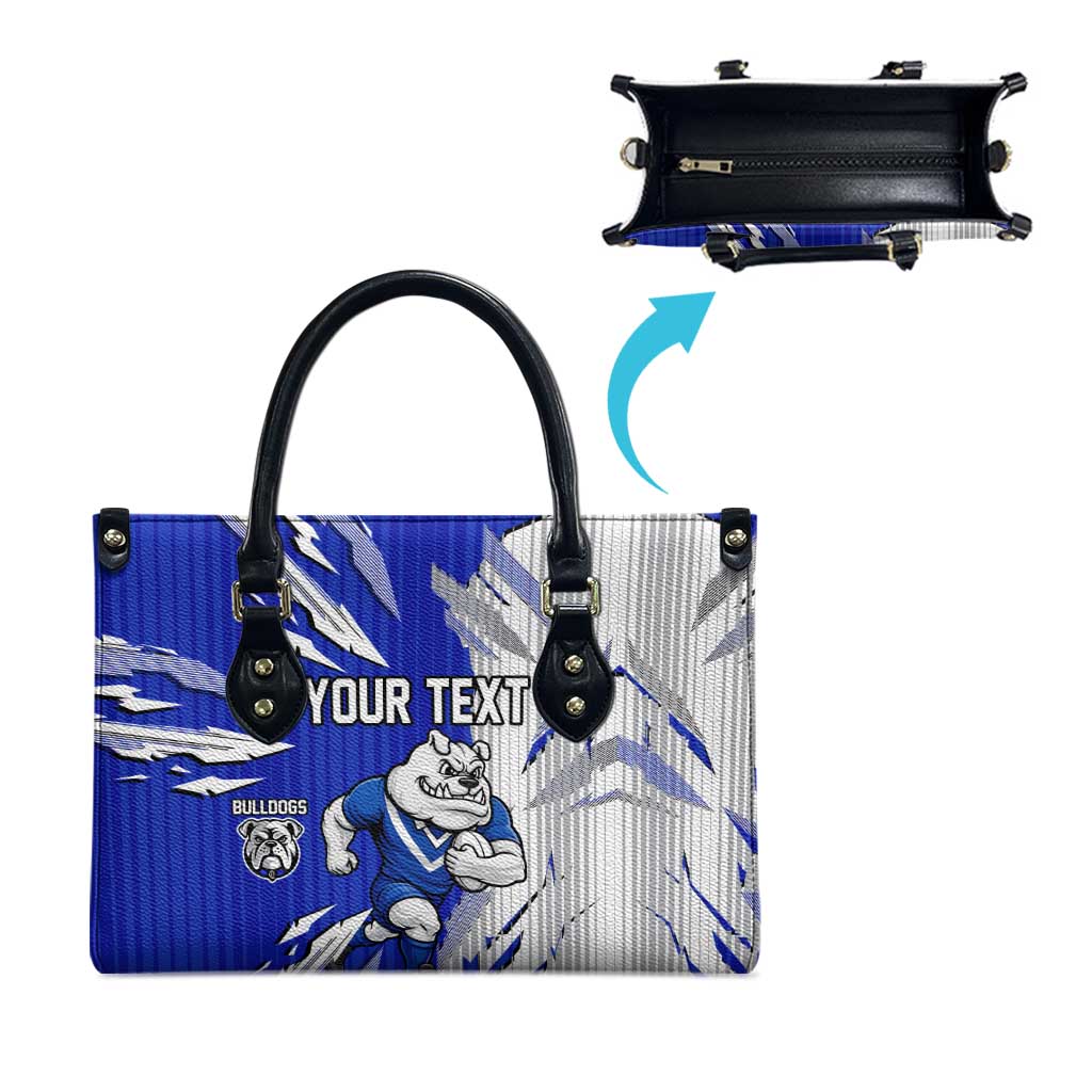 Personalized Canterbury Bulldogs Leather Bag Dynamic Lightning Mascot Rugby Australia
