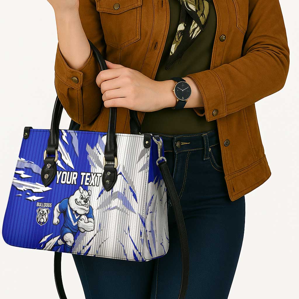 Personalized Canterbury Bulldogs Leather Bag Dynamic Lightning Mascot Rugby Australia